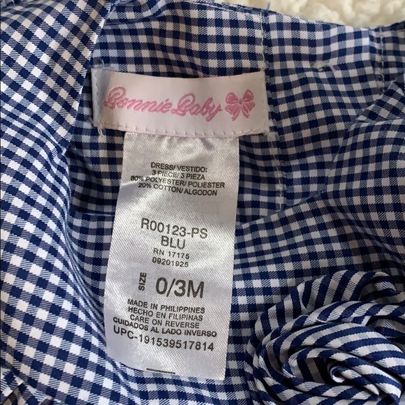 SOLD Vintage Bonnie Jean Baby Gingham Embroidered Dress - Picture 4 of 5